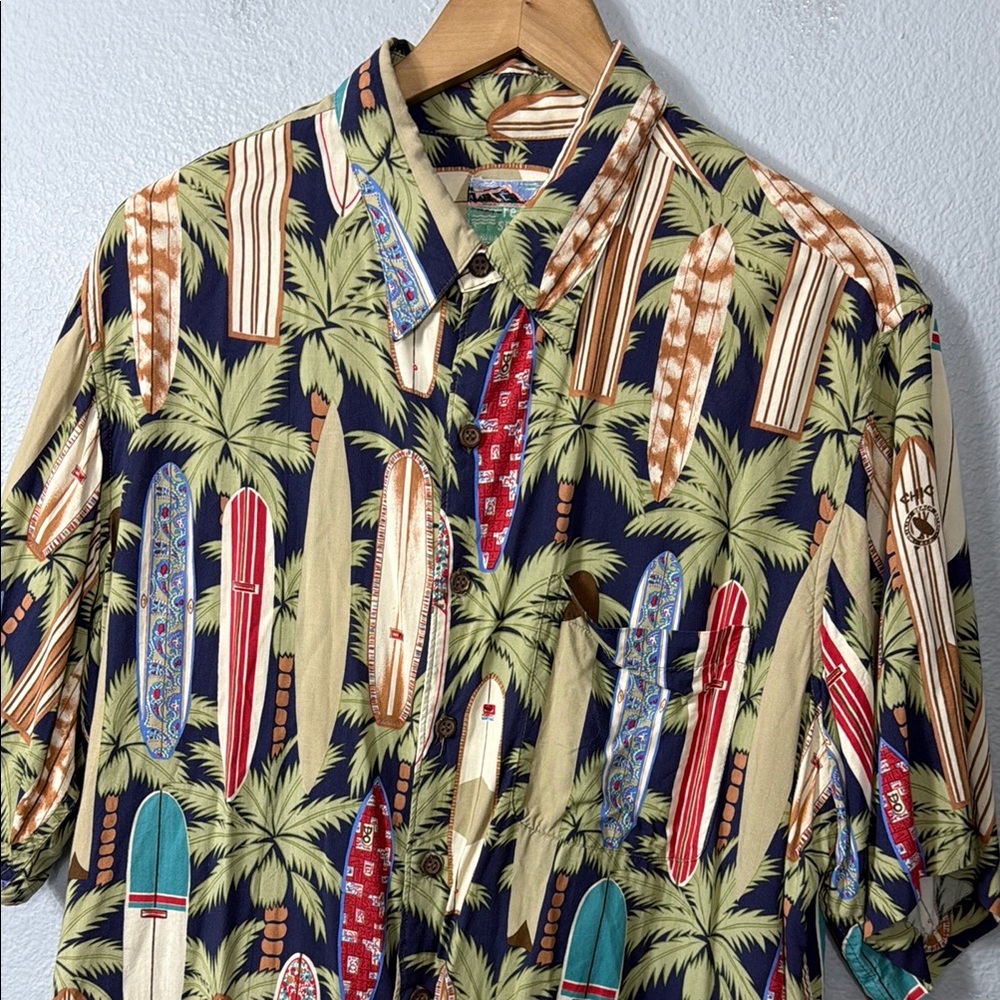Vintage Reyn Spooner Tropical Surfboard Print‎ Shirt